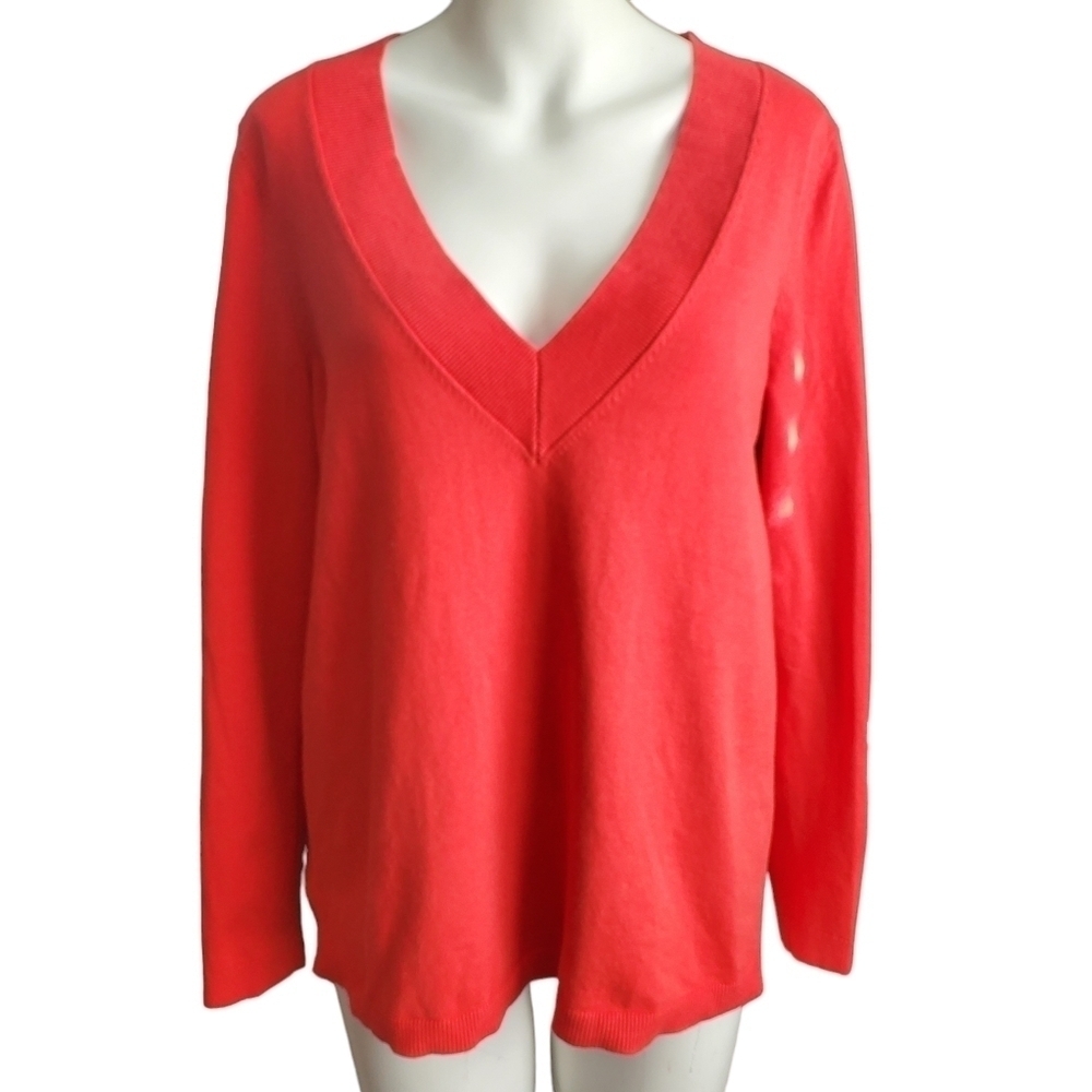 TALBOTS V-neck Women's Thin Knit Red Sweater‎ Blouse Sz M